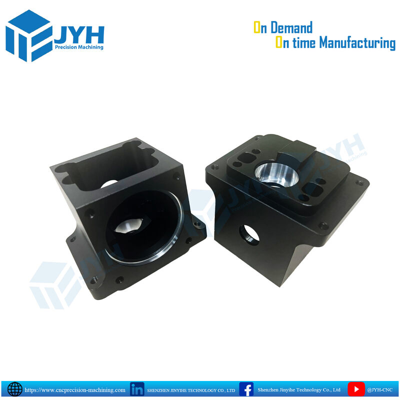Partes de carcasa de aluminio anodizado negro con resistencia a la corrosión, mecanizadas por CNC de precisión